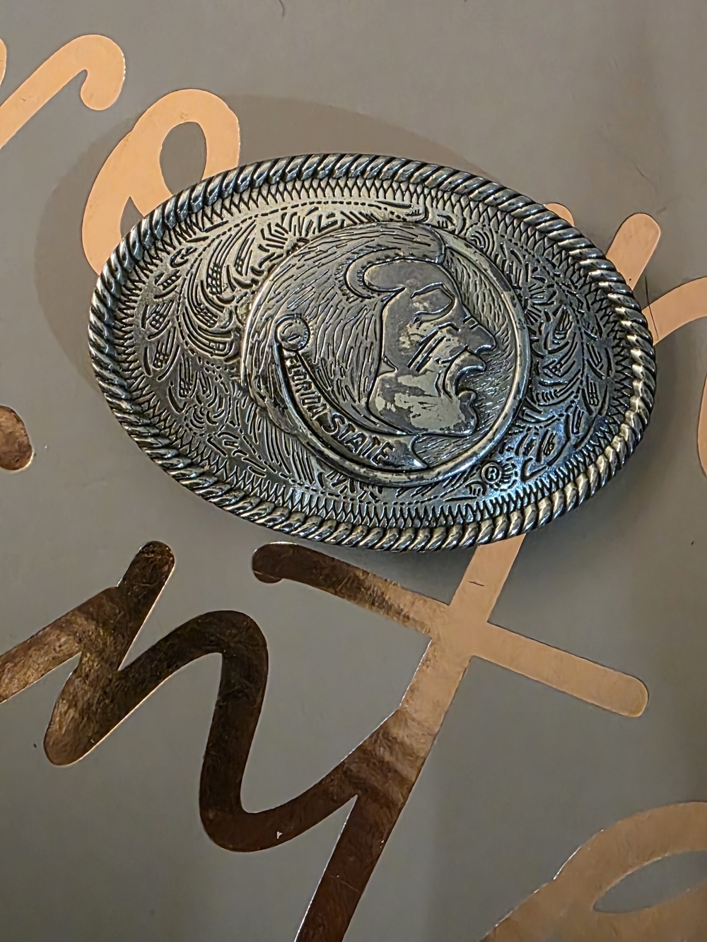 Vintage Florida State Seminoles Classic Oval Silver-Tone Western Belt Buckle